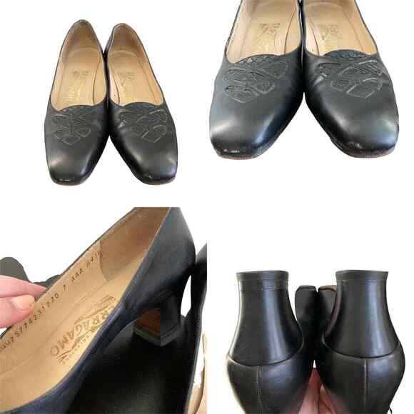 Ferragamo Womens Size 7 AAA Heels Lot of 3 Modest Pumps Leather NEEDS HEEL TAPS - Picture 4 of 8